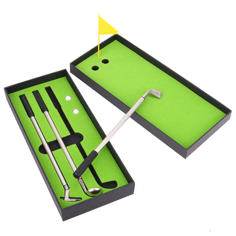 1 Set Golf Accessories 3pcs Golf Clubs Models Ballpoint Pens 2 Balls Flag Putter Kit Set Gift Golf Training Aids With Box